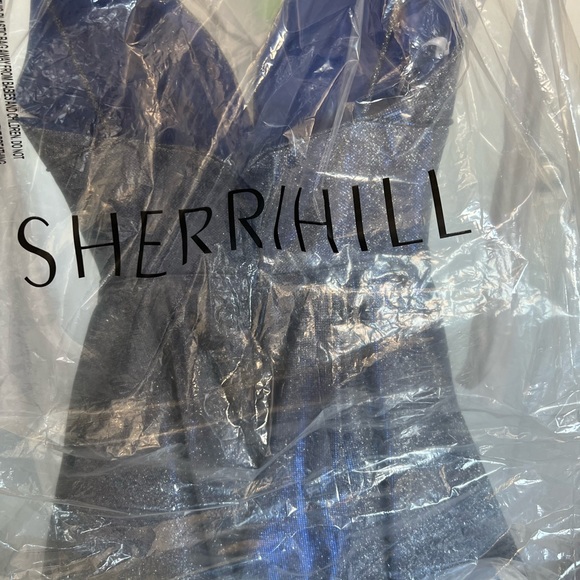NWT Sherri Hill shimmery Blue party dress- fit and flare. Size 0 - Picture 6 of 14